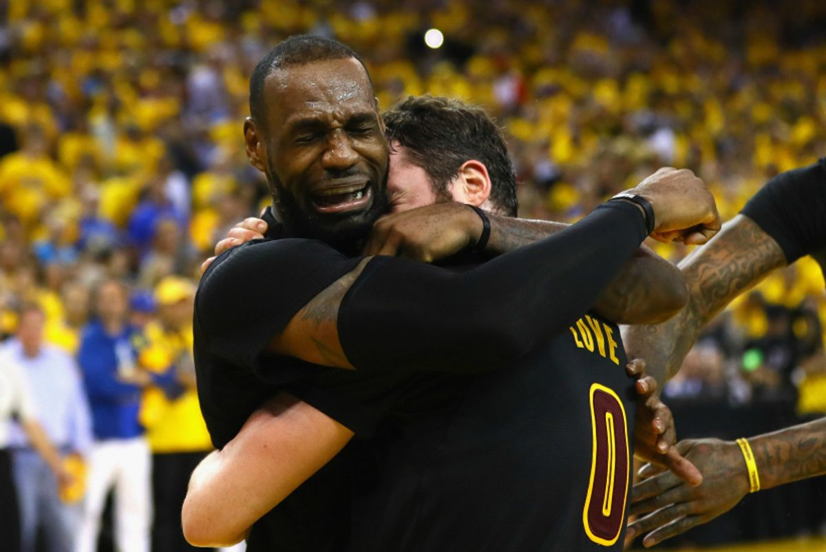 LeBron crying on court