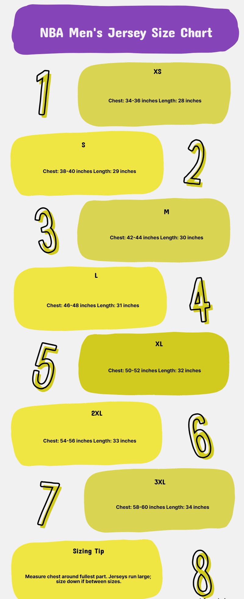 nba jersey size chart